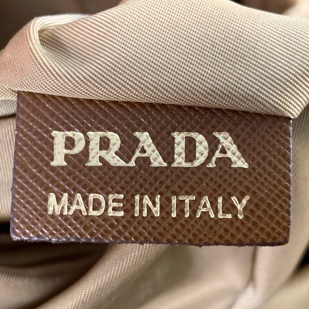 PRADA Orange Gold Saffiano Nylon Leather Trim Tote Handbag - Picture 7 of 12